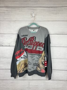 Dr. Pepper Men's Gray Graphic Crewneck Sweatshirt Size XL